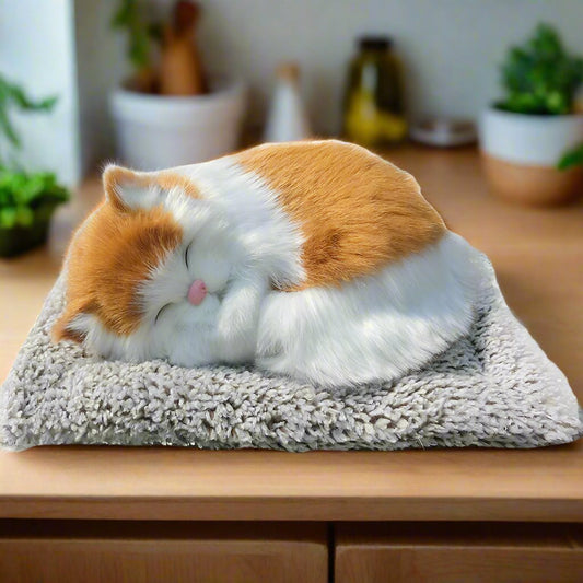 Cute Sleeping Cat Plush Toy with Meow Sound