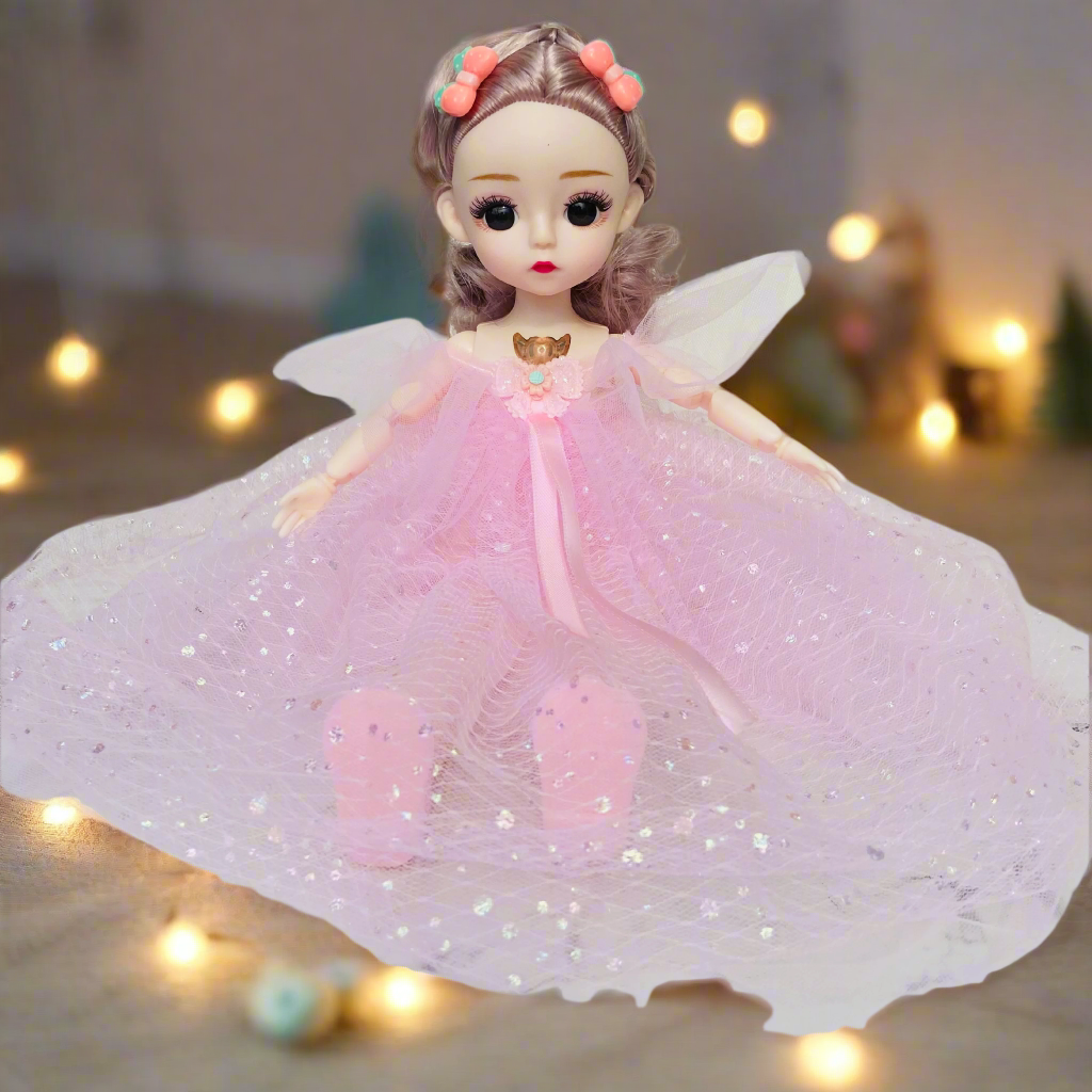 NestyFox Elegant Princess Doll for Girls – Beautiful 31 cm Fashion Doll in Embroidered Lace Gown