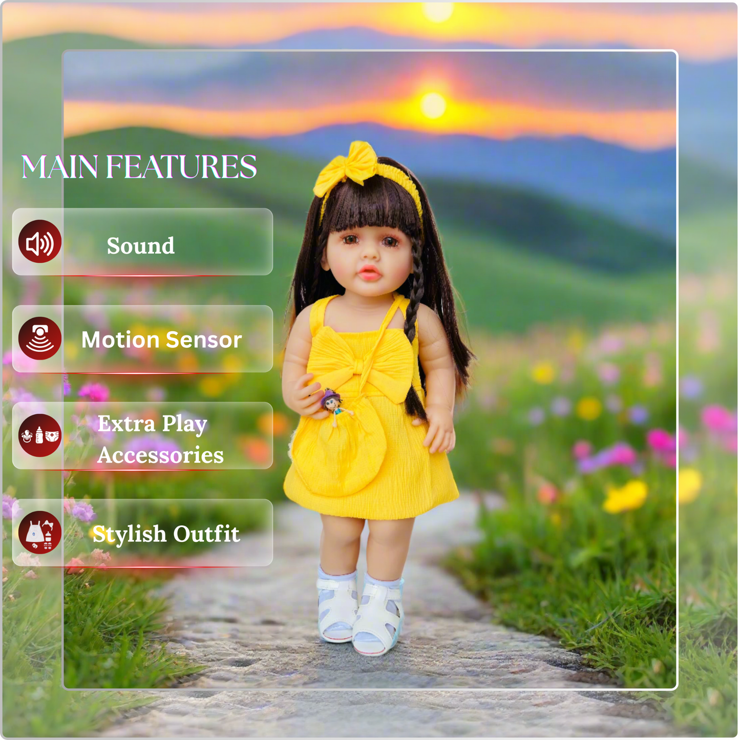 53cm Silicone Doll Gift Set - Complete Play Collection with LED Accessories & Extra Dress