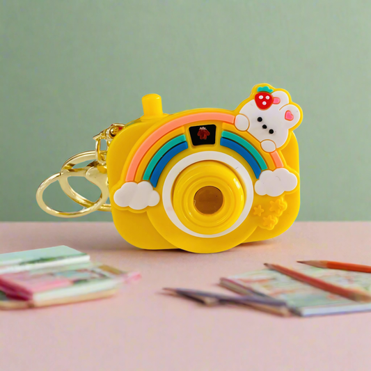 Camera Projector Keychain Featuring Luminous Cartoon Made Silicone Rubber