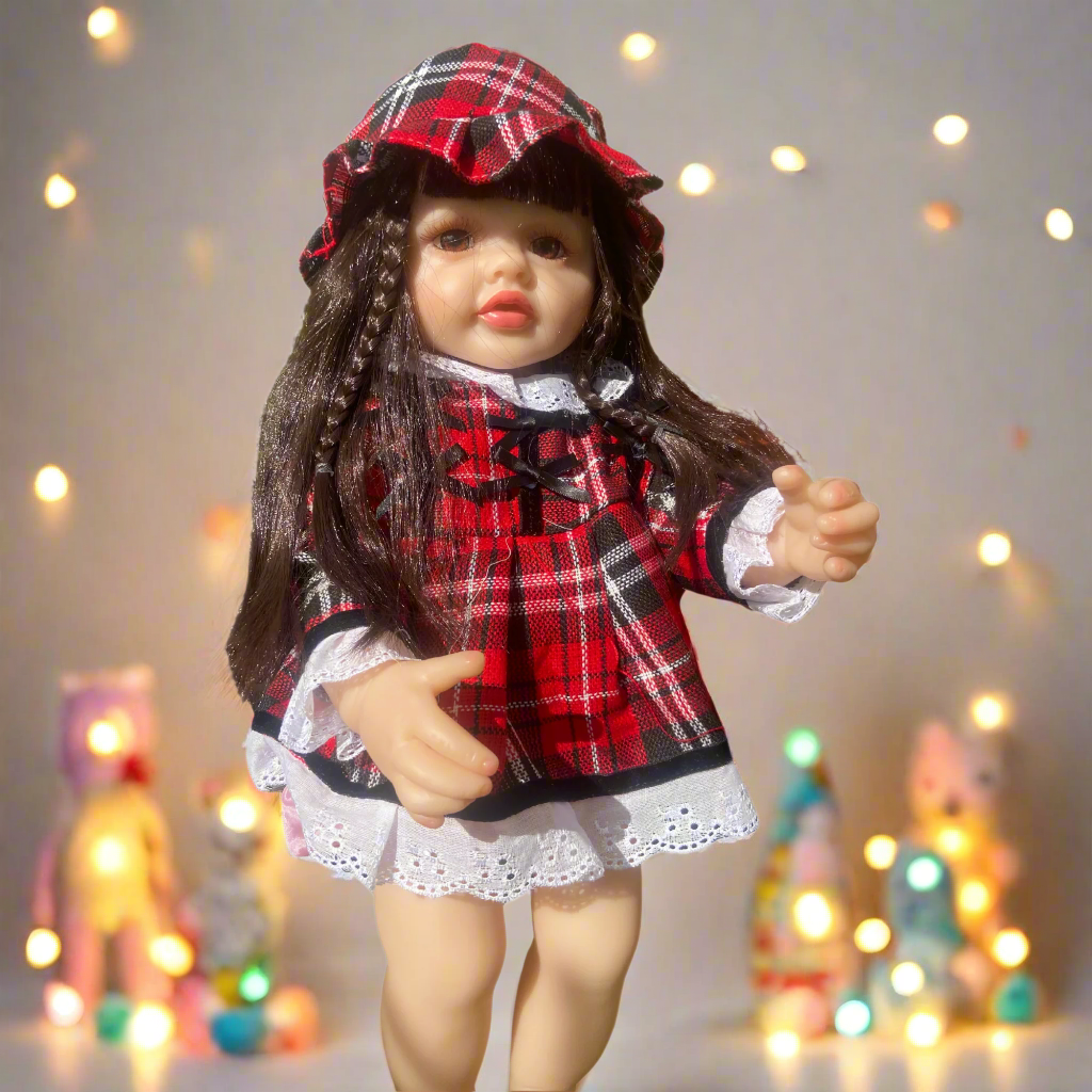 NestyFox Realistic Silicone Reborn Baby Girl Doll | 55cm Large Lifelike Soft Body with Long Hair, Nipple Bottle, Diaper & Magnetic Pacifier | Gift for Kids & Collectors (Silicone Doll 10)