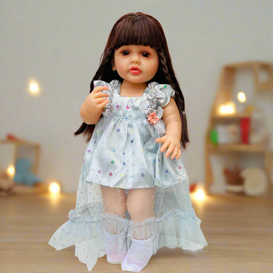 NestyFox 55cm Silicone Lifelike Reborn Baby Girl Doll with Sound & Accessories