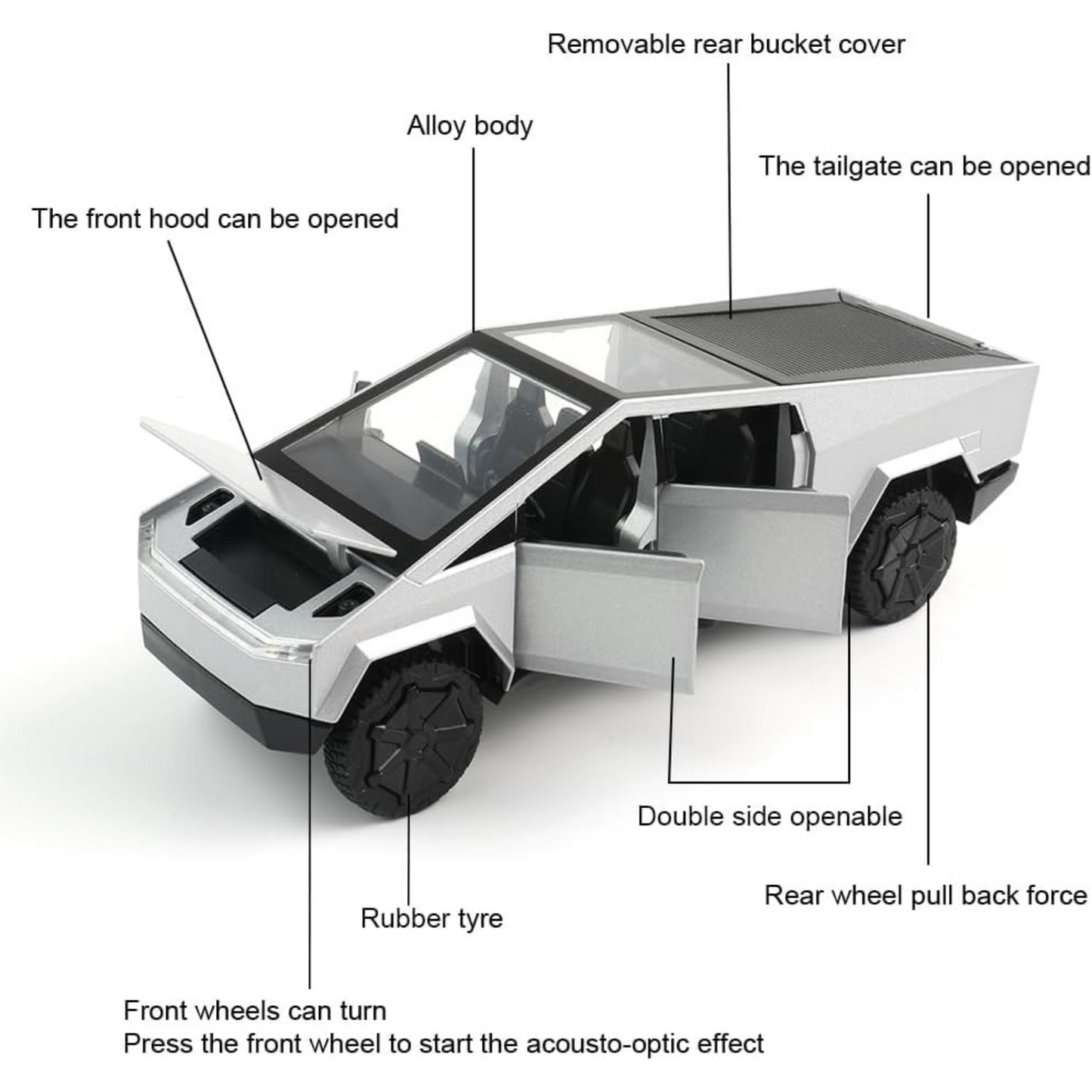 Tesla Cybertruck Model Car – Diecast Alloy Pull-Back Toy