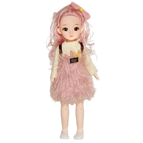 NestyFox Combo of 3 Poseable Fashion Dolls – 2 Dolls (30 cm) + 1 Doll (16 cm), 13 Movable Joints, Assorted Stylish Dresses, Girls Toy (Style 2)