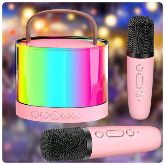 Mini Led Portable Wireless Karaoke Speaker with 2 Wireless Mics