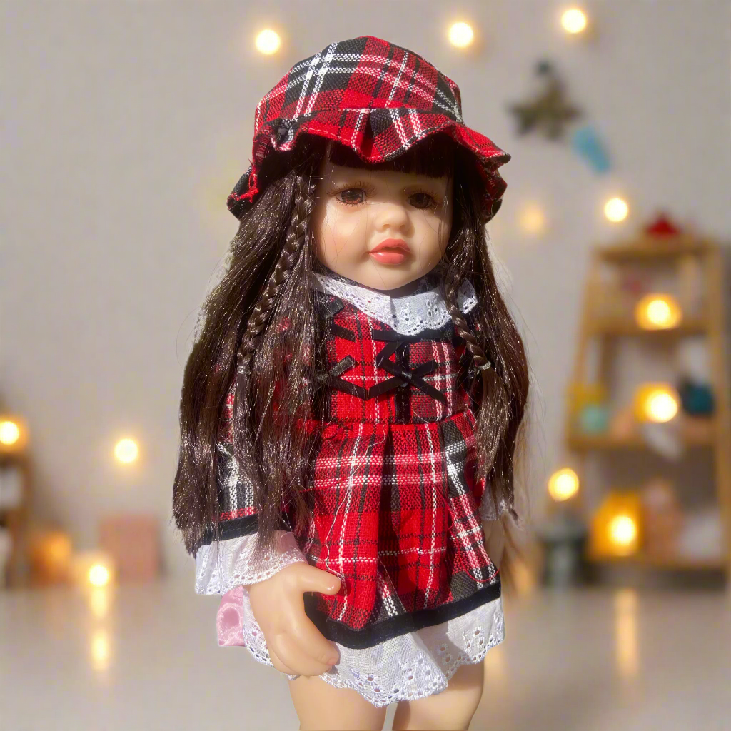 NestyFox Realistic Silicone Reborn Baby Girl Doll | 55cm Large Lifelike Soft Body with Long Hair, Nipple Bottle, Diaper & Magnetic Pacifier | Gift for Kids & Collectors (Silicone Doll 10)