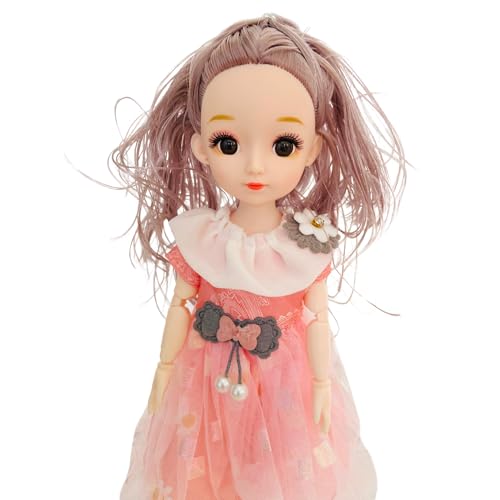 NestyFox Combo of 3 Poseable Fashion Dolls – 2 Dolls (30 cm) + 1 Doll (16 cm), 13 Movable Joints, Assorted Stylish Dresses, Girls Toy (Style 2)