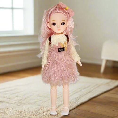 NestyFox Combo of 3 Poseable Fashion Dolls – 2 Dolls (30 cm) + 1 Doll (16 cm), 13 Movable Joints, Assorted Stylish Dresses, Girls Toy (Style 2)