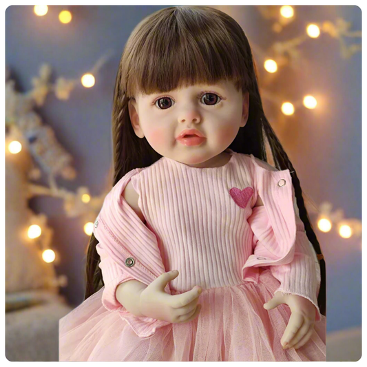 NestyFox Realistic Silicone Baby Doll – Lifelike Reborn Doll with Dress & Accessories