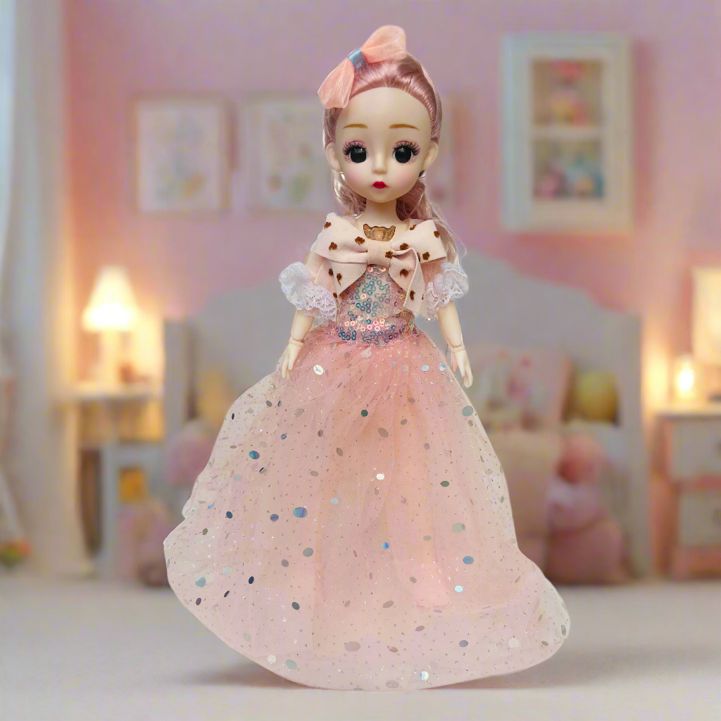 NestyFox Elegant Princess Doll for Girls – Beautiful 31 cm Fashion Doll in Embroidered Lace Gown