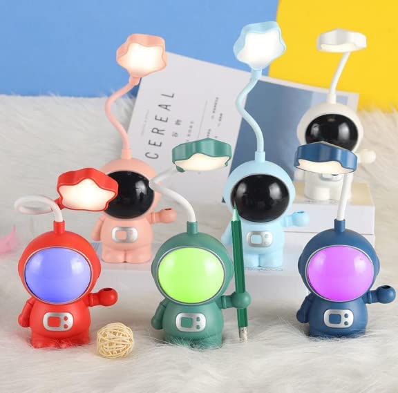 NestyFox Astronaut LED Study Lamp Desk Combo Set with Soap Shape Eraser & Watch Style Sharpener + Eraser
