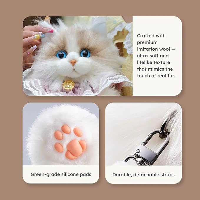 Cat bag premium imitation wool features - silicone pads and detachable straps