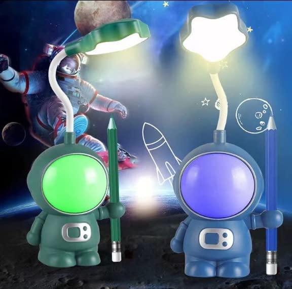 NestyFox Astronaut LED Study Lamp Desk Combo Set with Soap Shape Eraser & Watch Style Sharpener + Eraser