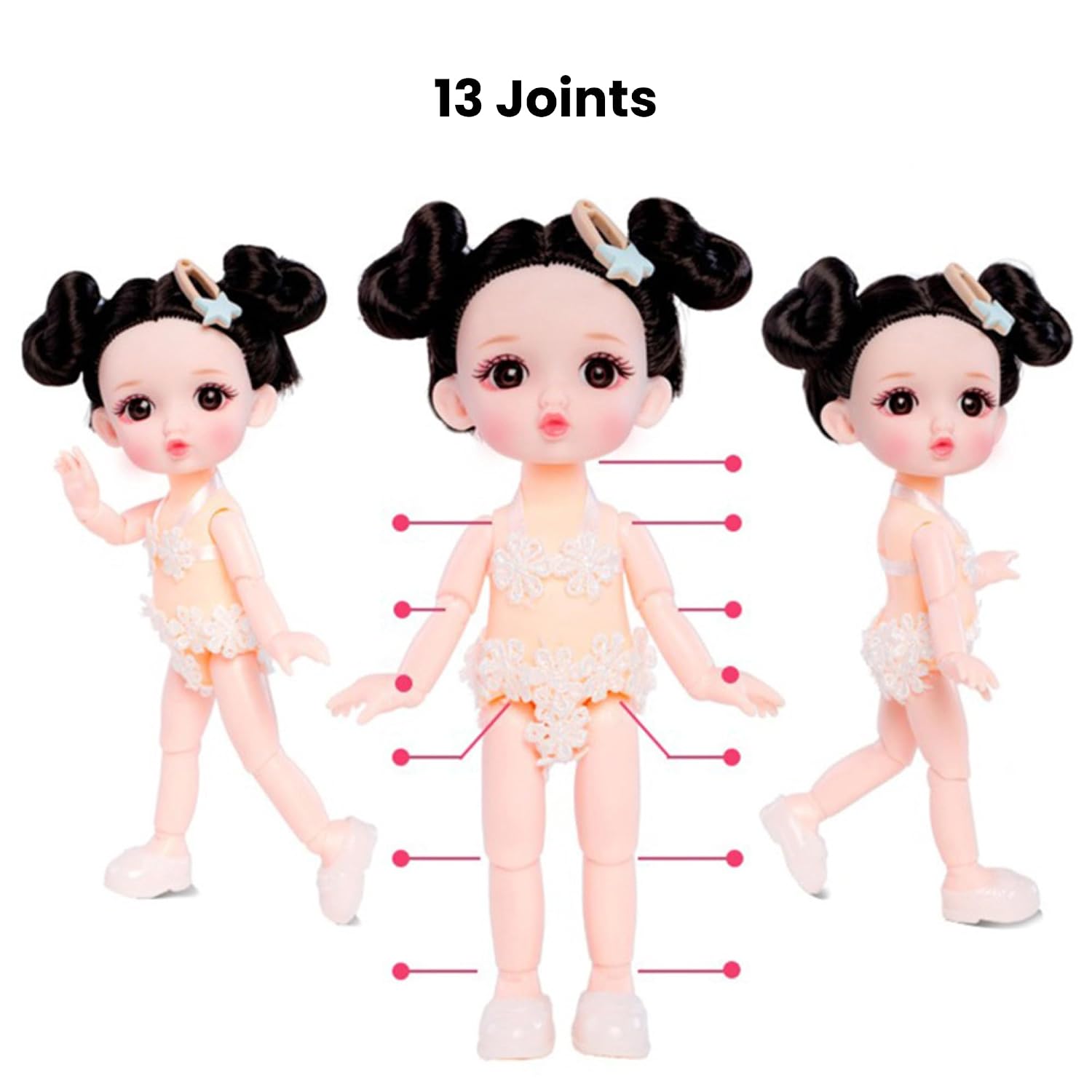 30cm Fashion Doll - All 4 outfit variants on white background