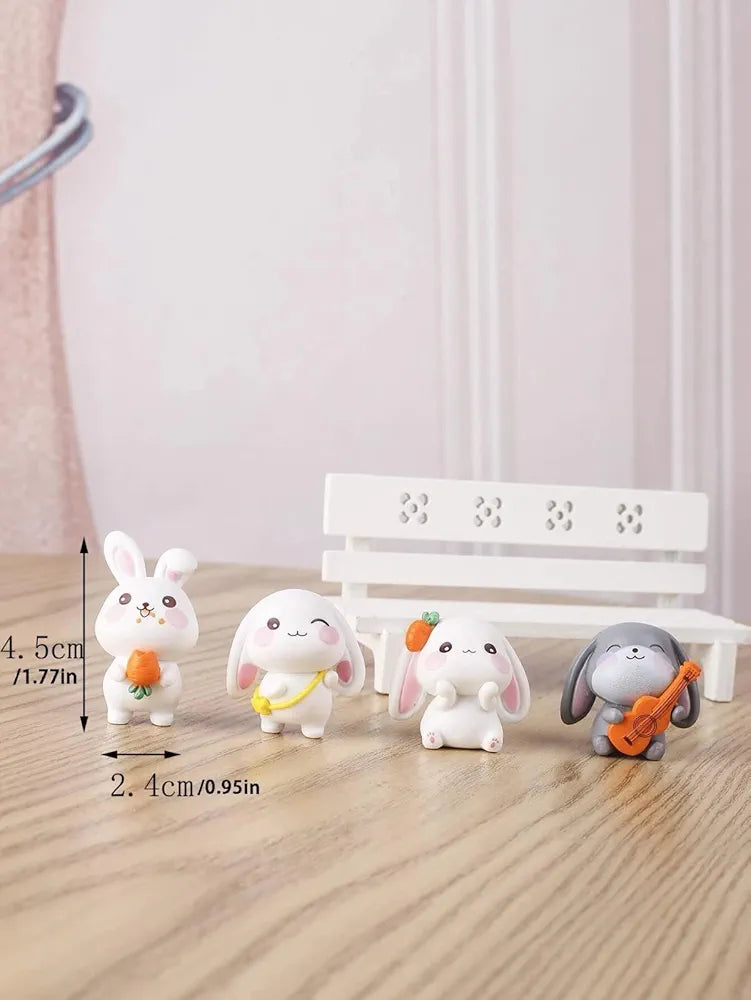 SATYAM KRAFT 1 Set Rabbits Miniature Showpiece Set for Home Decor, car Dashboard, Christmas, Living Room, Figurines, Cake Decoration Items -Resin