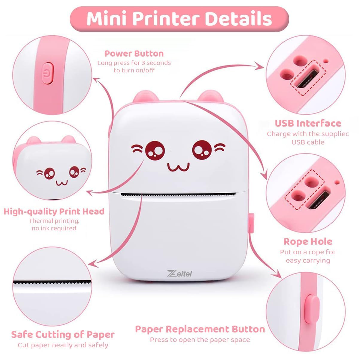 Instant Wireless Pocket Mini Printer: Bluetooth Thermal Printer for Mobile Phones