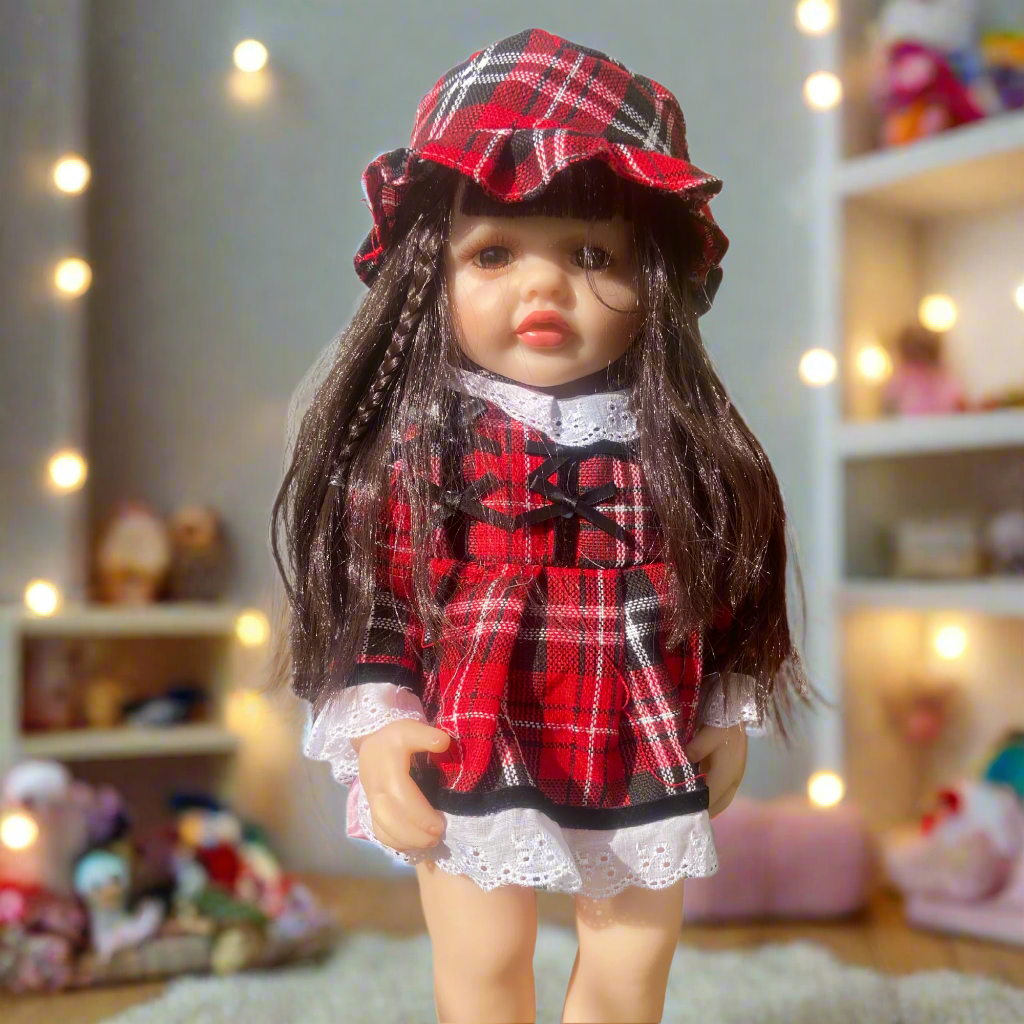 NestyFox Realistic Silicone Reborn Baby Girl Doll | 55cm Large Lifelike Soft Body with Long Hair, Nipple Bottle, Diaper & Magnetic Pacifier | Gift for Kids & Collectors (Silicone Doll 10)