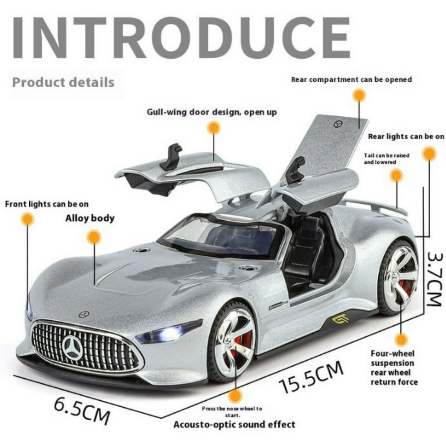 NestyFox CHE ZHI Mercedes AMG Die-Cast Model Car – Alloy Body, Sound & Light Effects