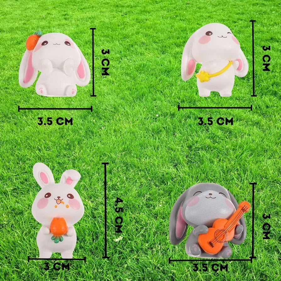 SATYAM KRAFT 1 Set Rabbits Miniature Showpiece Set for Home Decor, car Dashboard, Christmas, Living Room, Figurines, Cake Decoration Items -Resin