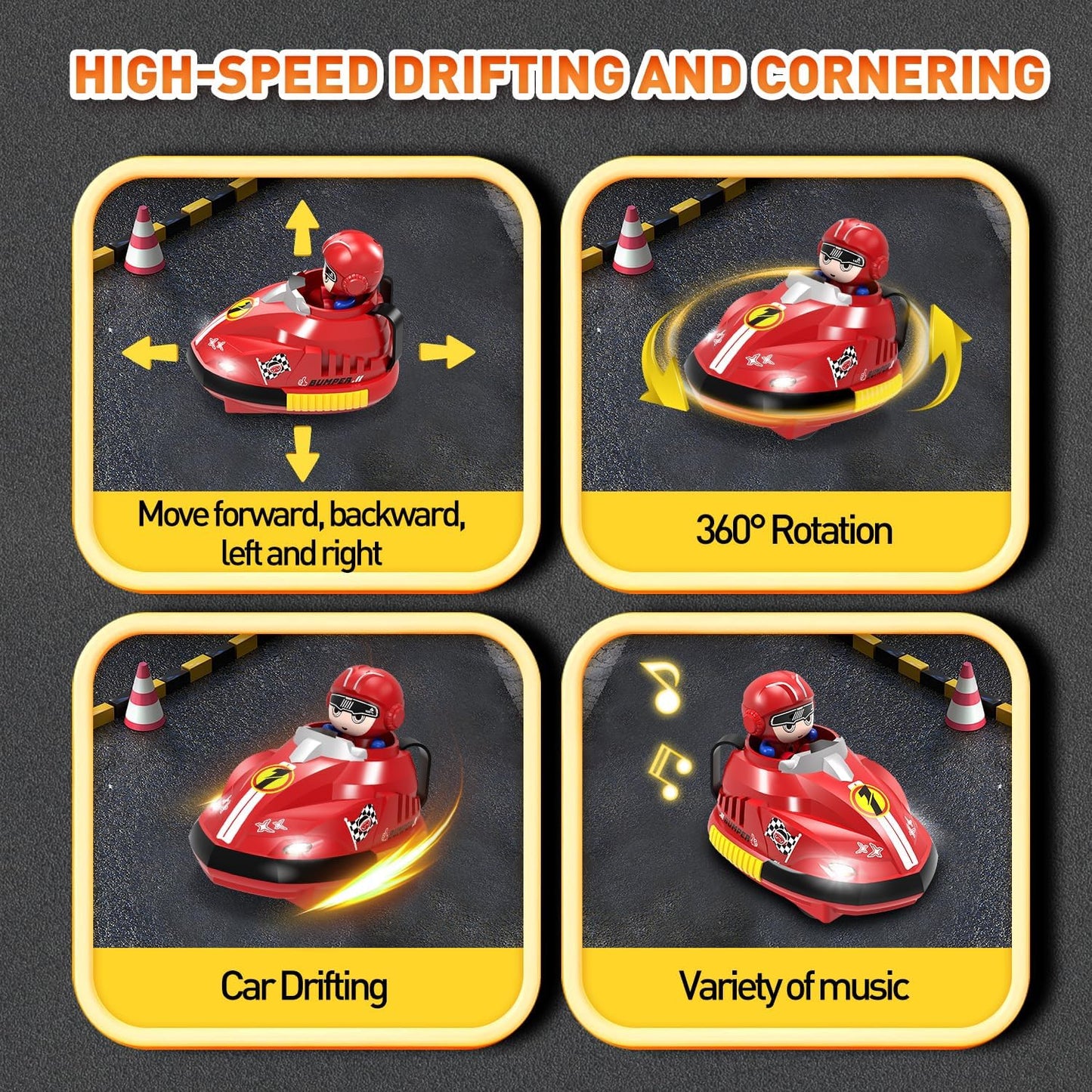 Remote Control Bumper Cars for Kids – 2 Player RC Ejecting Cars Set with Lights & Music | Fast/Slow Speed, USB Rechargeable, Interactive Toy Gift
