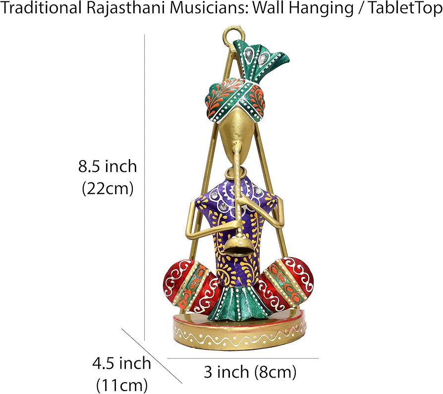 KRAFTSKALA Traditional Musicians  Tabletop/Wall Hanging Metal Wall Decor Statues for Living Room, Decorative Showpiece Items for Home, Festive Gifting, Housewarming Present