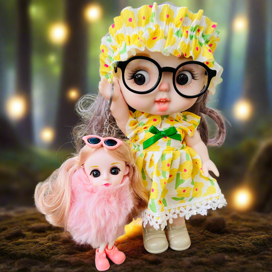 NestyFox 26 cm Fashion Doll Combo with 15 cm Assorted Mini Doll for Girls