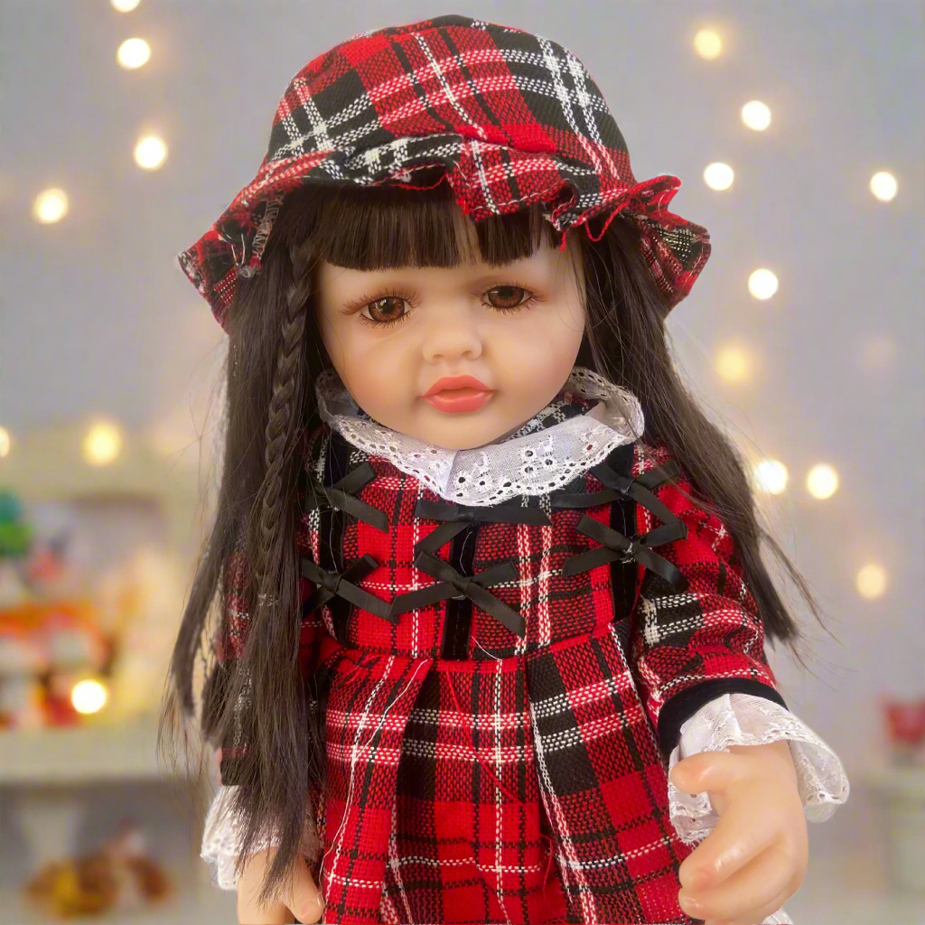 NestyFox Realistic Silicone Reborn Baby Girl Doll | 55cm Large Lifelike Soft Body with Long Hair, Nipple Bottle, Diaper & Magnetic Pacifier | Gift for Kids & Collectors (Silicone Doll 10)
