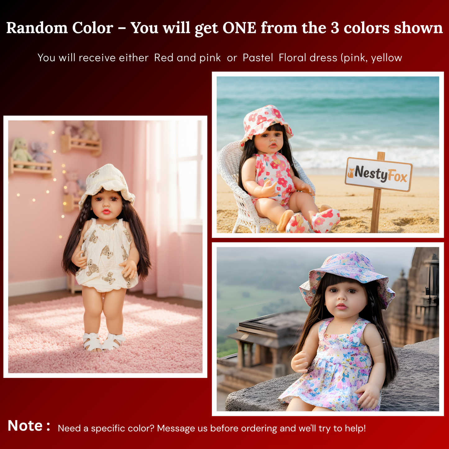 NestyFox 55 cm Realistic Silicone Baby Doll – Lifelike Reborn Doll with Dress & Accessories