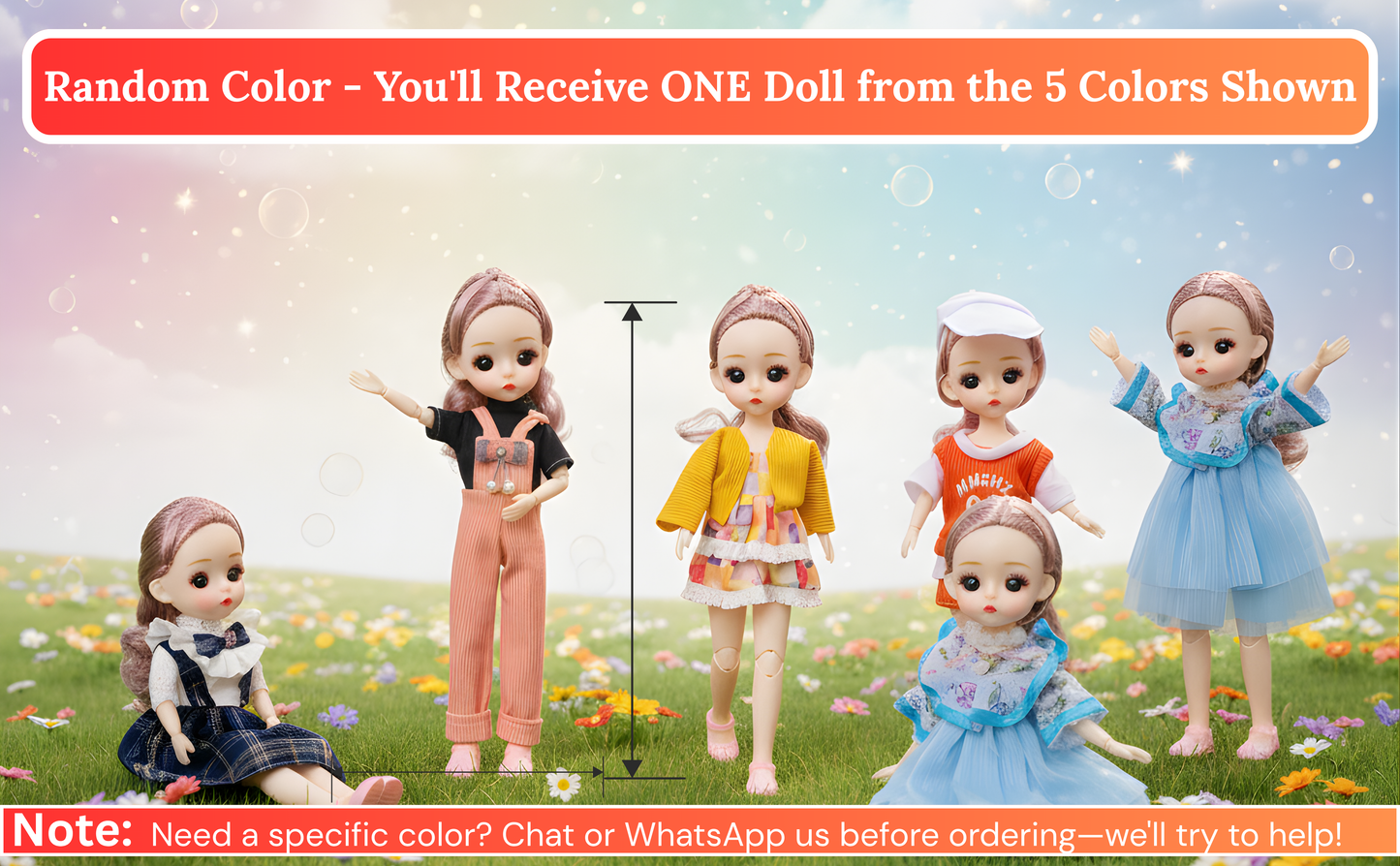30 cm Poseable Fashion Doll | Pack of 2 | 13 Movable Joints | Assorted Stylish Dresses | Girls Toy