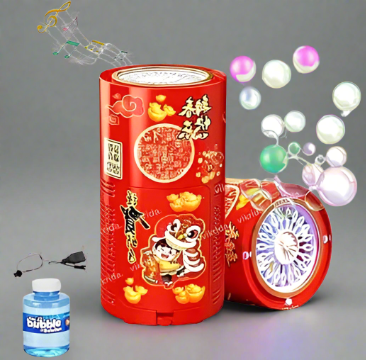 Automatic fireworks bubble maker toy, colorful light-up bubble machine for kids with fireworks effect, outdoor summer fun