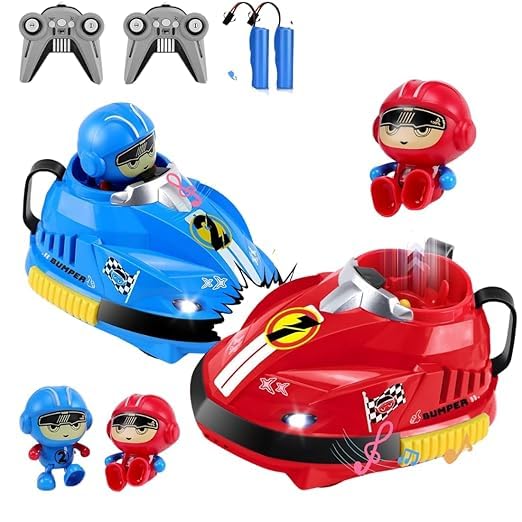Remote Control Bumper Cars for Kids – 2 Player RC Ejecting Cars Set with Lights & Music | Fast/Slow Speed, USB Rechargeable, Interactive Toy Gift
