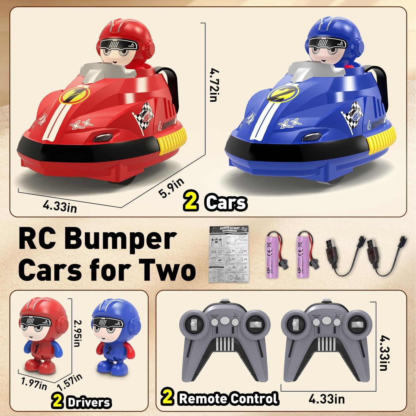 Remote Control Bumper Cars for Kids – 2 Player RC Ejecting Cars Set with Lights & Music | Fast/Slow Speed, USB Rechargeable, Interactive Toy Gift