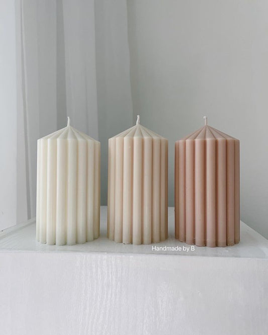 Scented Long Round Striped Candle (Pack Of 2)