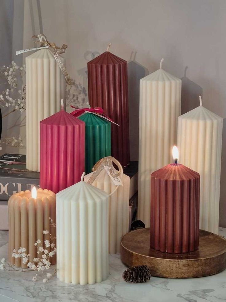 Scented Long Round Striped Candle (Pack Of 2)