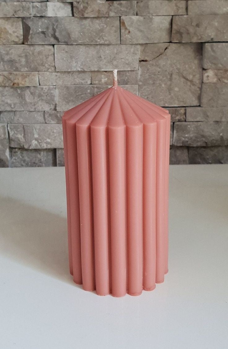 Scented Long Round Striped Candle (Pack Of 2)