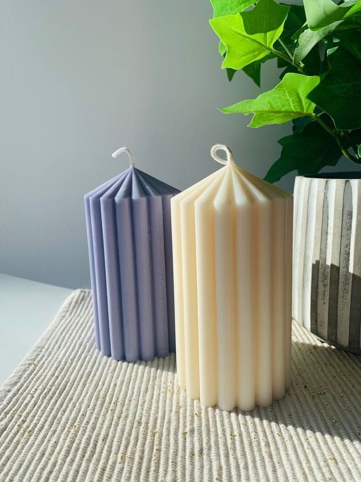 Scented Long Round Striped Candle (Pack Of 2)