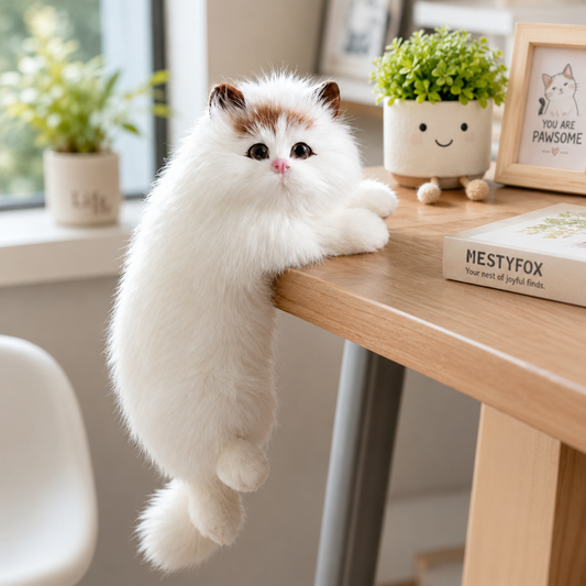 Cute Hanging Cat Decor – Fluffy Desk & Shelf Ornament