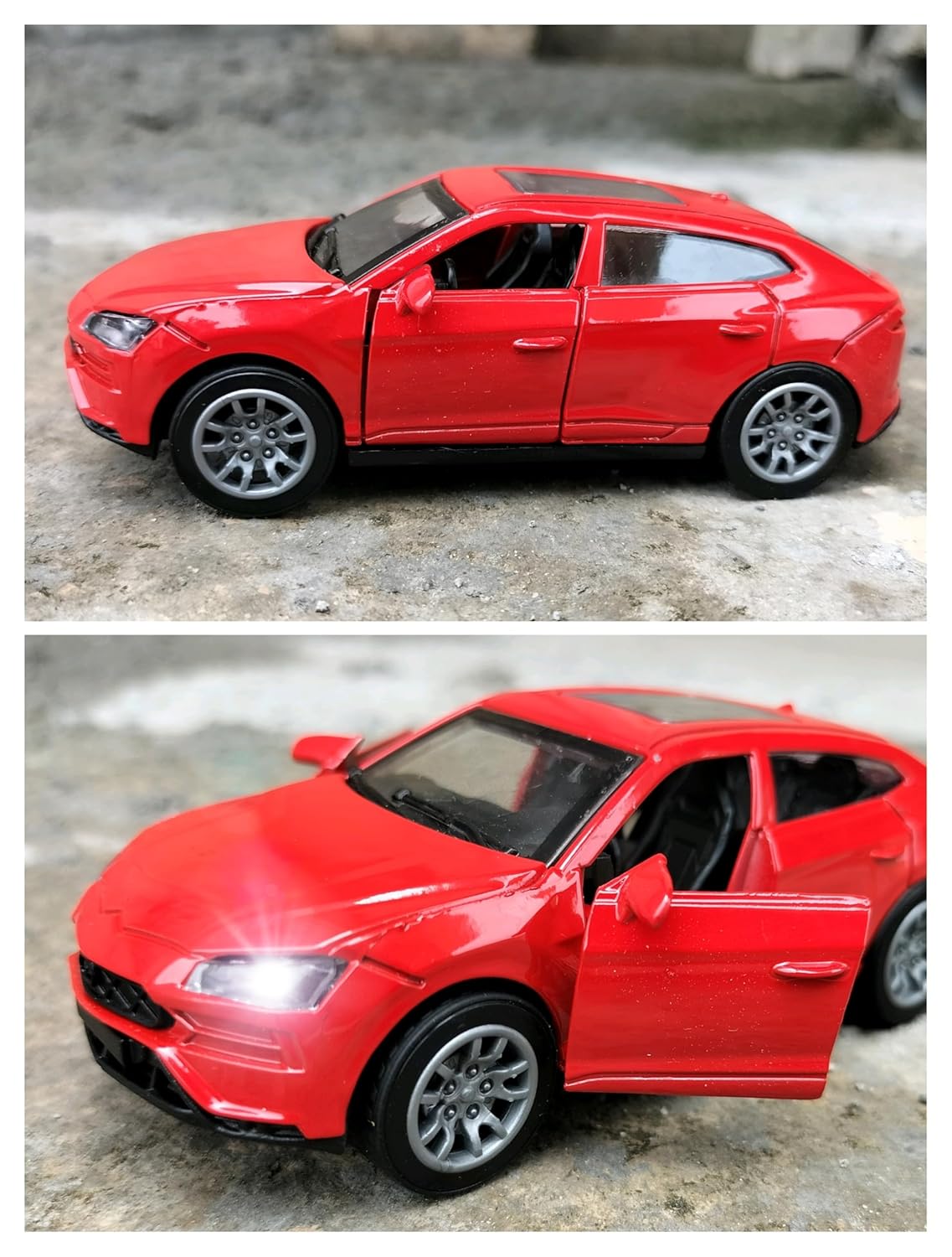 1:36 Scale Die-Cast Pull-Back Metal Car with Sound, Light, and Openable Doors for Kids