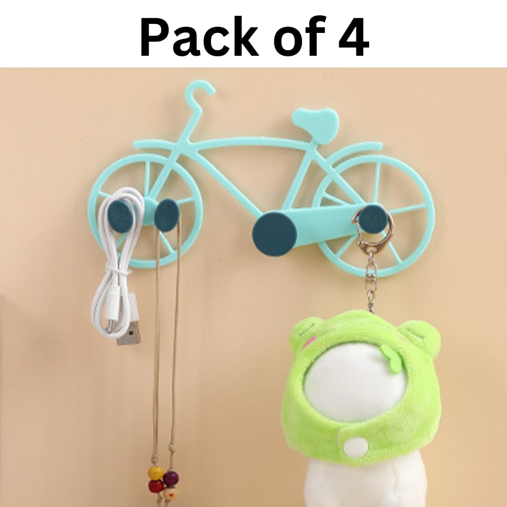 Bicycle Shape Wall Mount Keychain Holder Set of 4