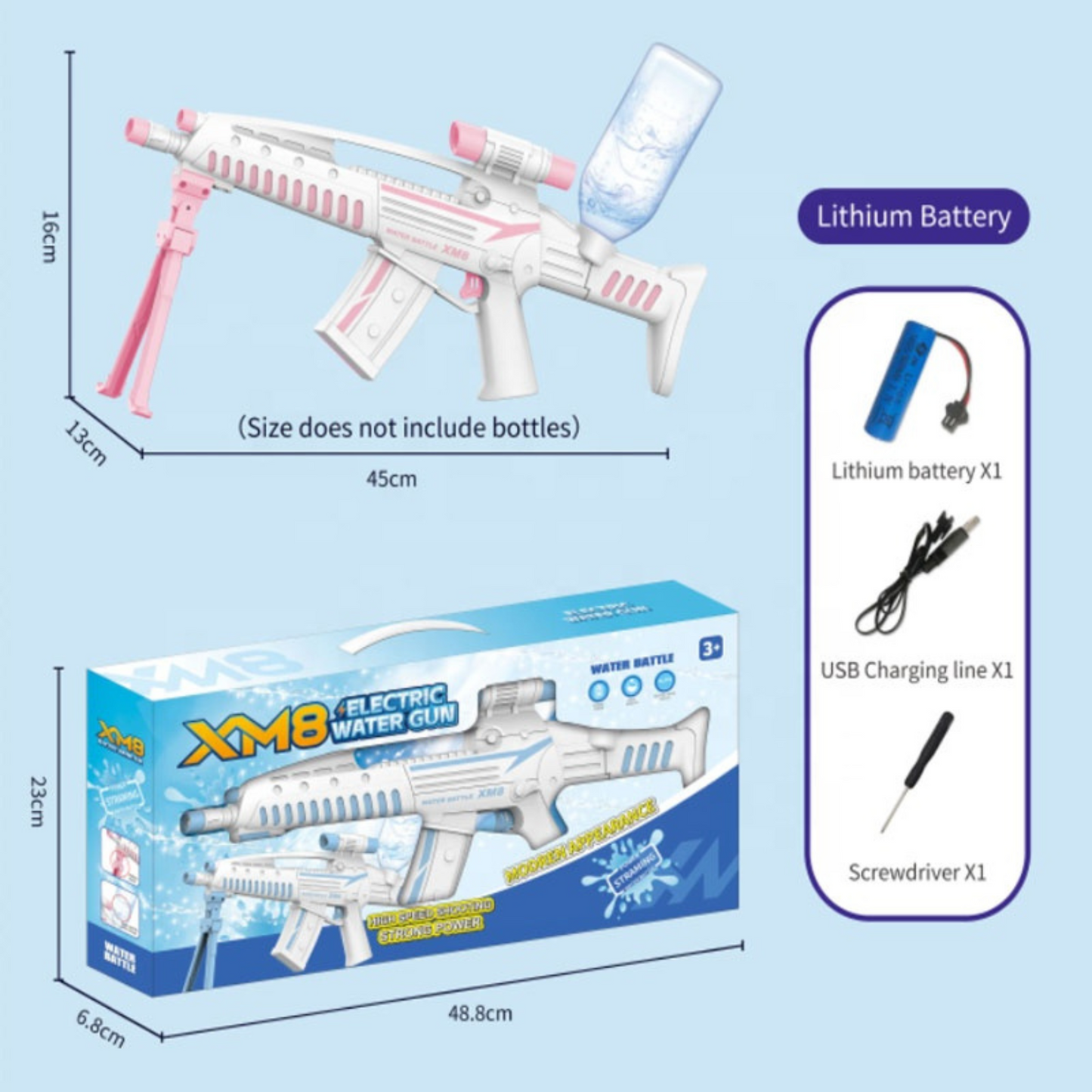 NestyFox XM8 Electric Water Gun - High-Pressure Automatic Blaster