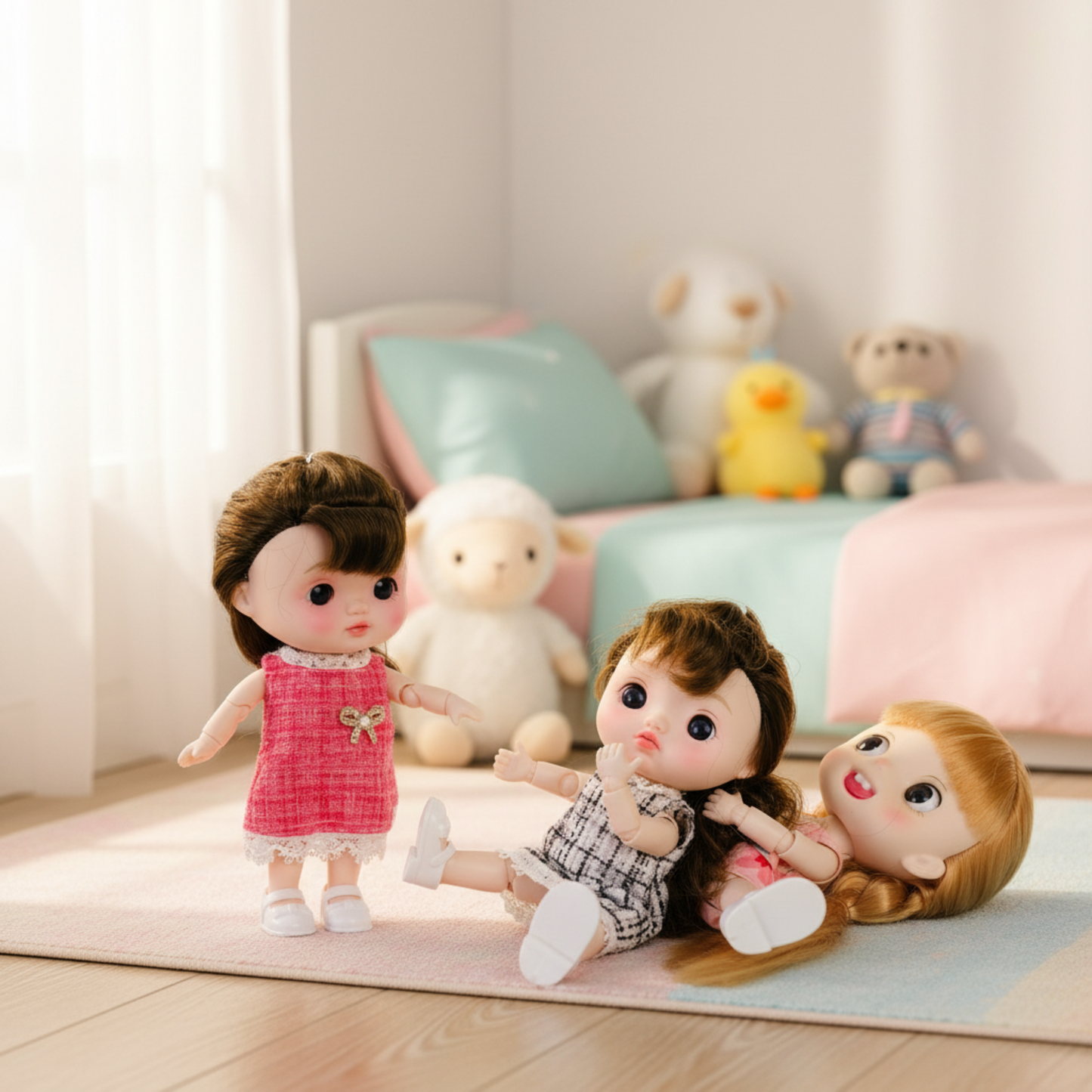 NestyFox CoCo 22cm Premium Movable Mini Fashion Doll for Kids – Poseable Toy Doll with 15 Joints