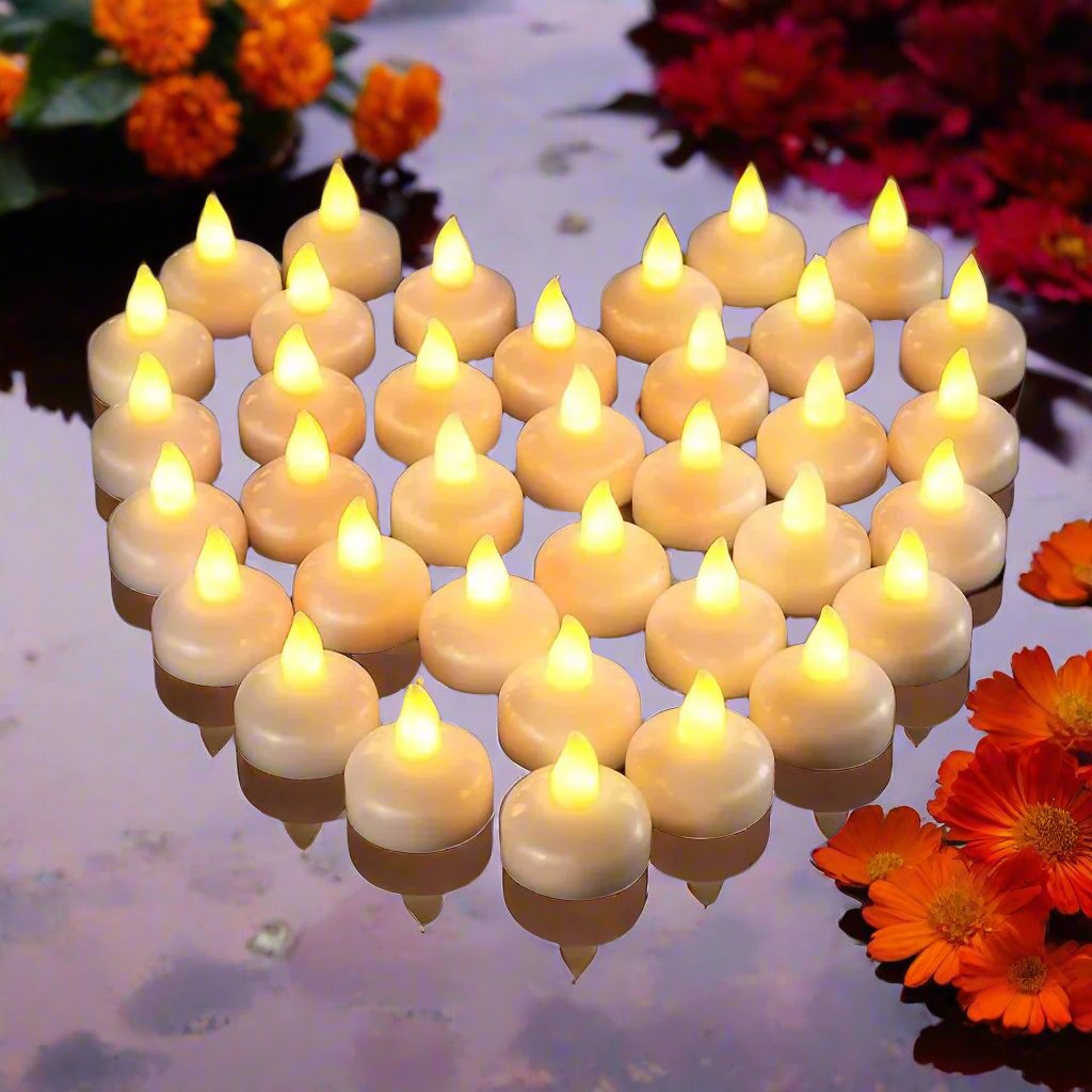 Floating Water Sensor Diya - Pack of 12 for Diwali & Decor