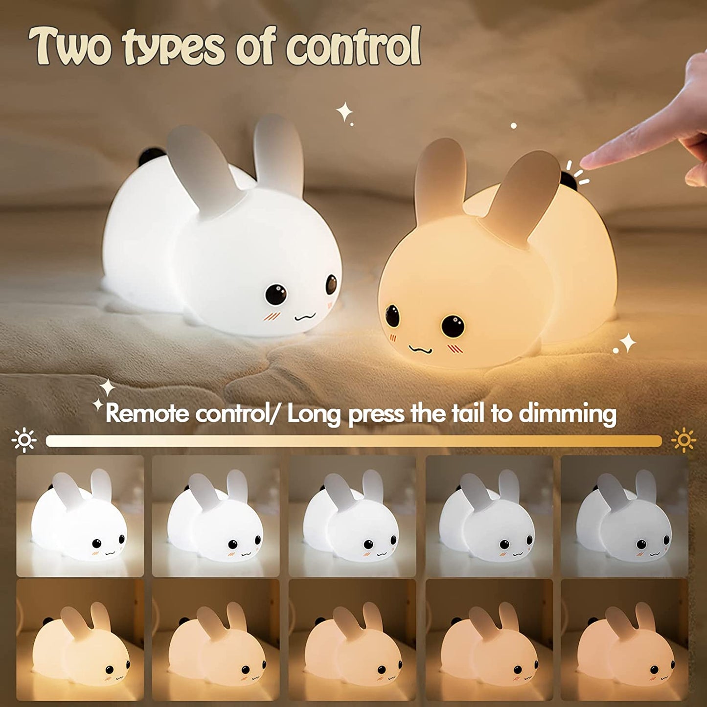 Mini Rechargeable Soft Touch LED Rabbit Night Light