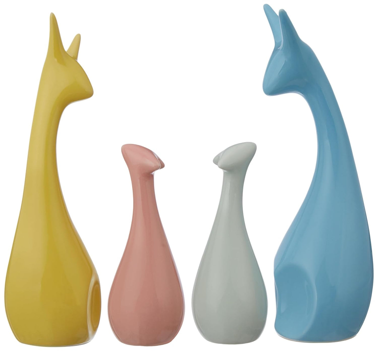 Home Decor Happy Deer Family Action Statue Piano Finish Ceramic Figures(Set of 4,Multicolor)