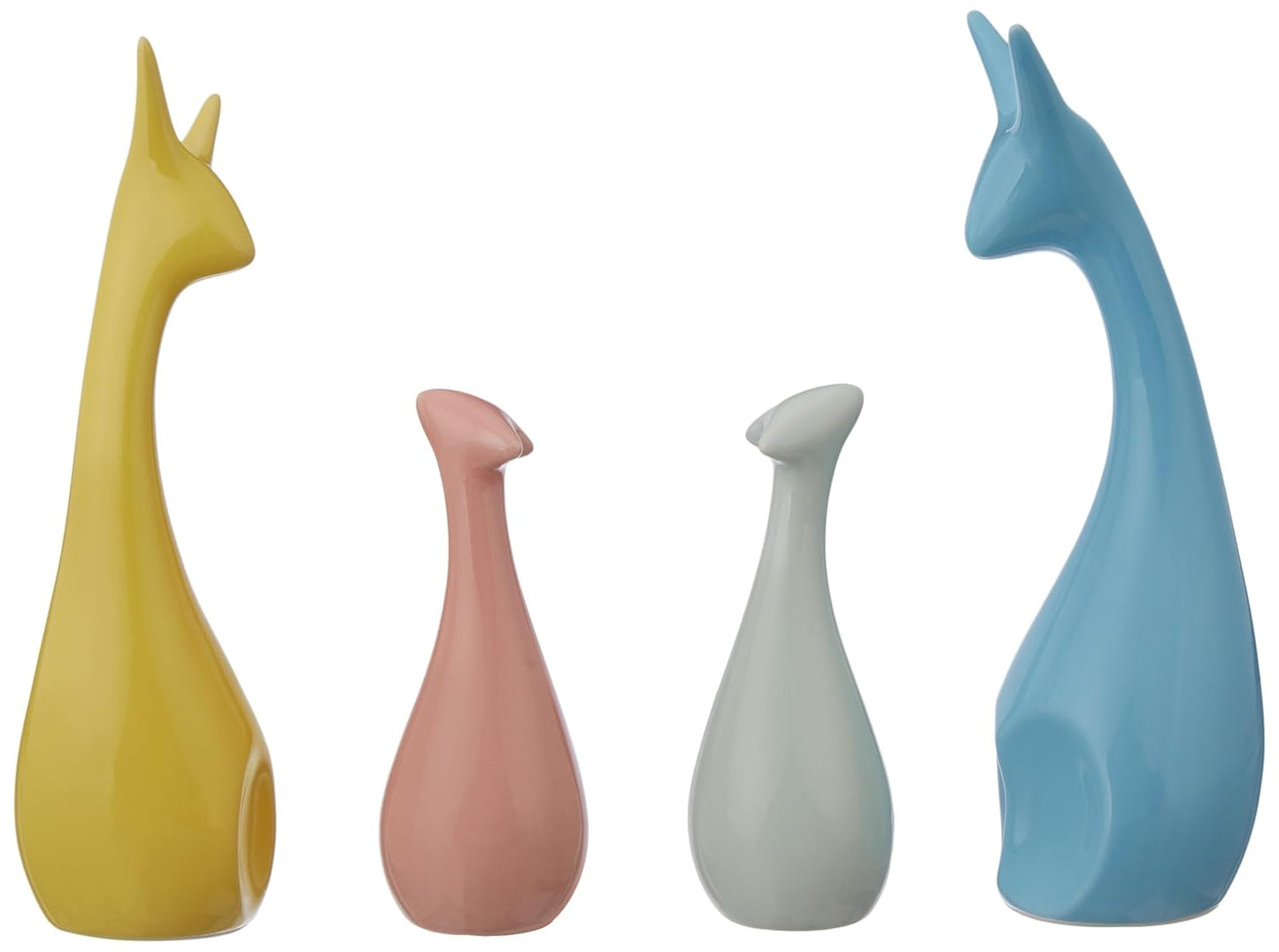 Home Decor Happy Deer Family Action Statue Piano Finish Ceramic Figures(Set of 4,Multicolor)