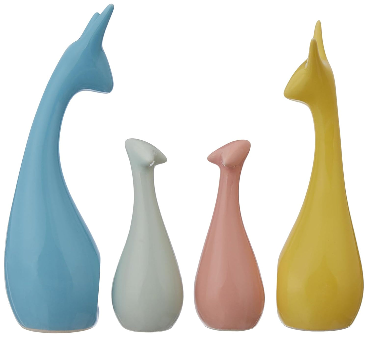 Home Decor Happy Deer Family Action Statue Piano Finish Ceramic Figures(Set of 4,Multicolor)