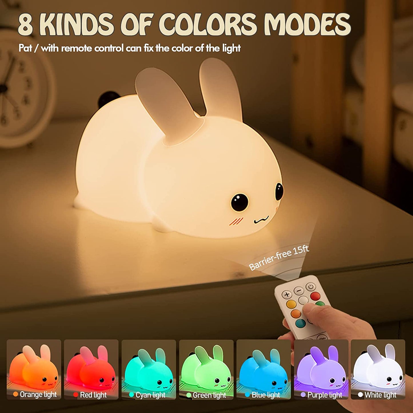 Mini Rechargeable Soft Touch LED Rabbit Night Light