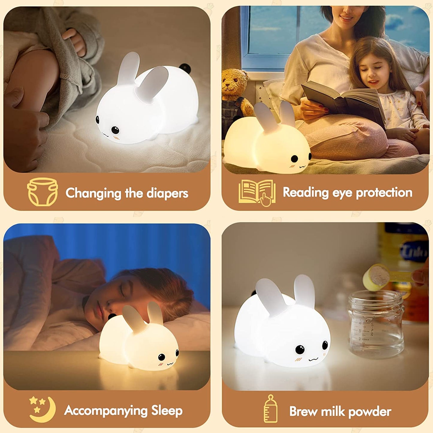 Mini Rechargeable Soft Touch LED Rabbit Night Light