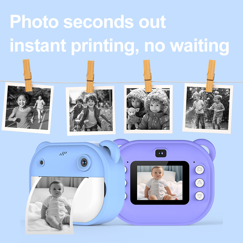 Instant Print Camera, 1080P Thermal Printing 2-Inch HD Screen