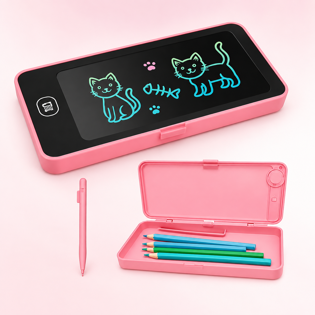 LCD Writing Board Pencil Case for Kids